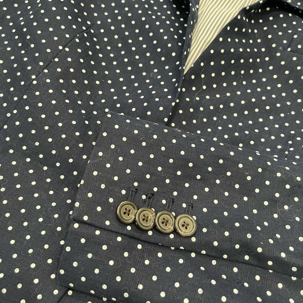 J. Crew 100% Linen Navy & White Polka Dot Regent Blazer Jacket size 8 - Picture 6 of 12